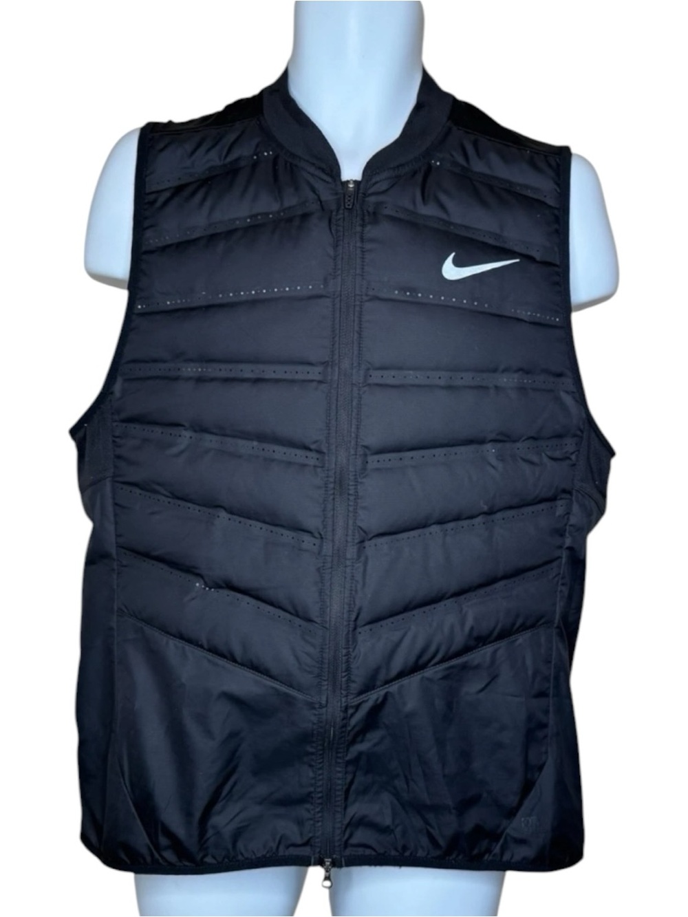 Nike Men’s Aeroloft 800 Down Vest L Insulated Puffer Quilted Running Black